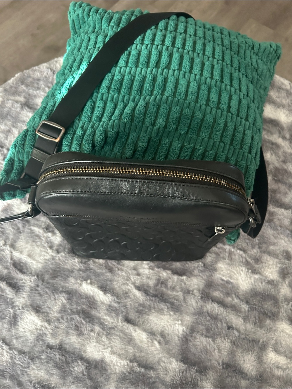 Coach Black Embossed Signature Leather Crossbody - Picture 8 of 8